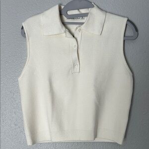 Abercrombie & Fitch Cream Sleeveless Polo Top